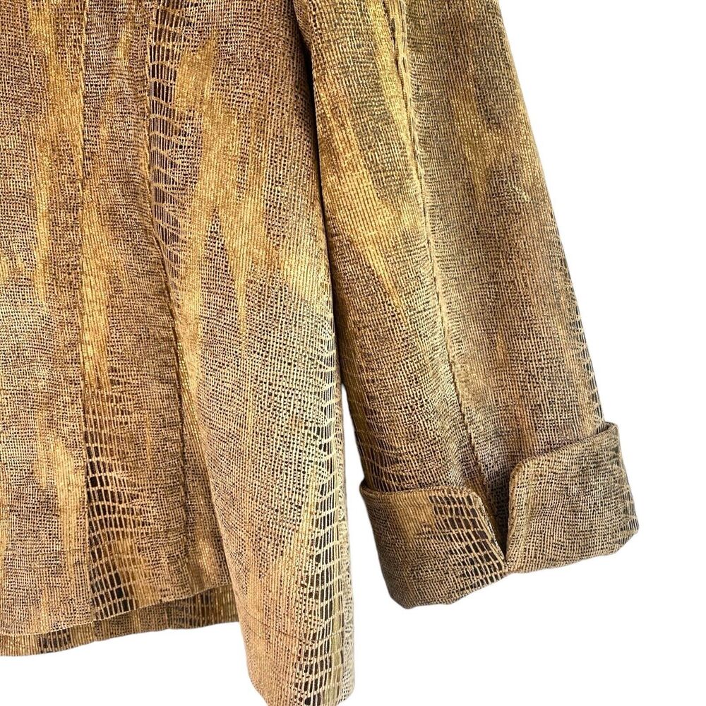 Chico's Jacket Size‎ 2 Faux Suede Animal Print Button Front Lined 546 - Picture 6 of 7
